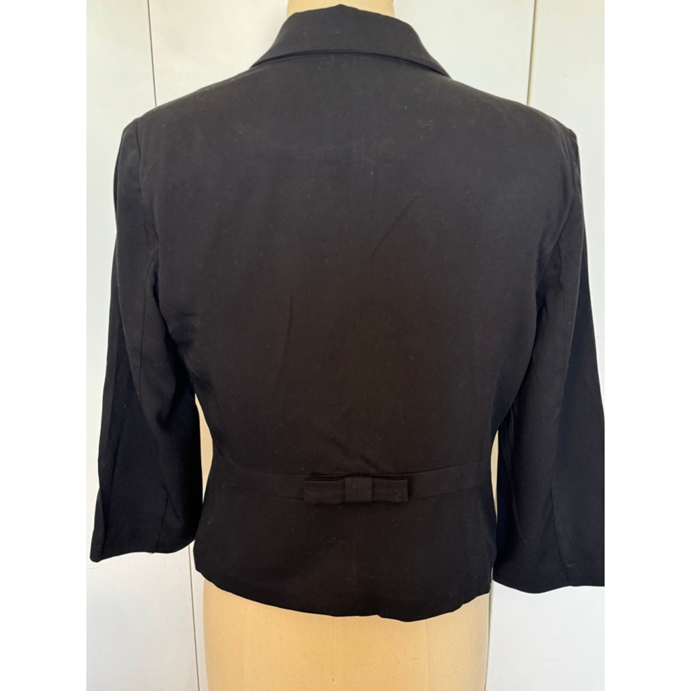 Women's Lauren Conrad Black 3/4 Sleeve lined Blazer back bow detail Size 12 - Picture 2 of 8